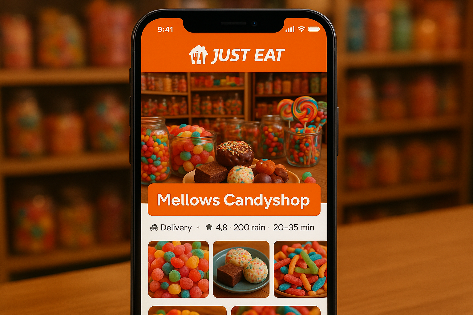 von just eat wie mellows candyshop dabei ist